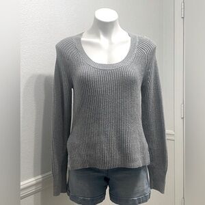 Victoria Secret Scoop Neck Neutral Gray Pullover Sweater, Cable Knit, Size S.